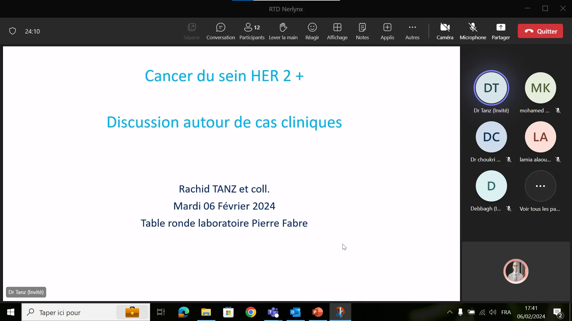 Webinaire avec le Service d’Oncologie Médicale de l’Hôpital Militaire de Rabat sponsorisé par les laboratoires Pierre Fabre